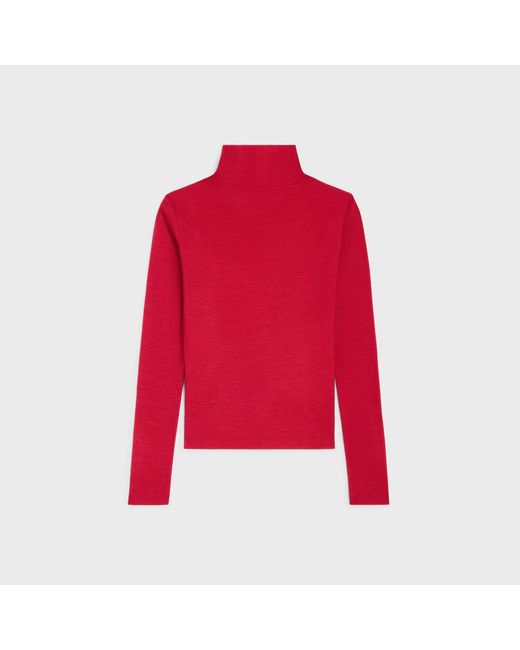 Céline Red Turtleneck Top