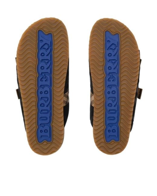 Burberry Black Urchin Check Buckle Flat Sandals for men