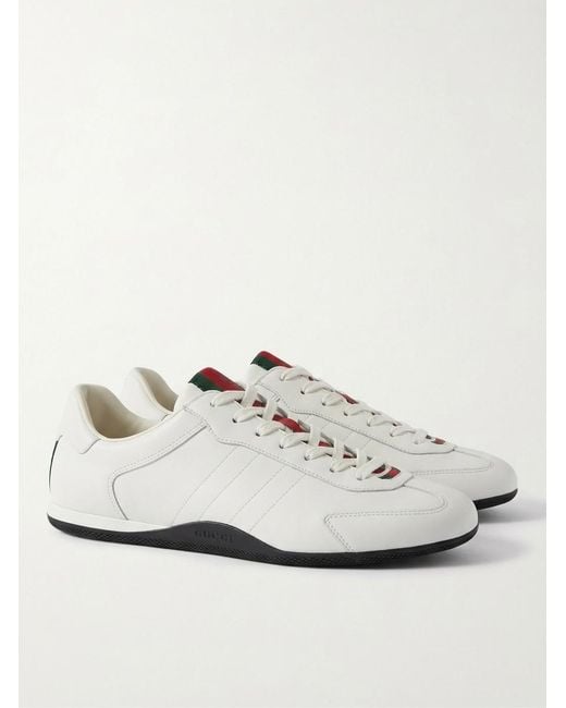 Gucci White Shift Lace-Up Sneakers for men