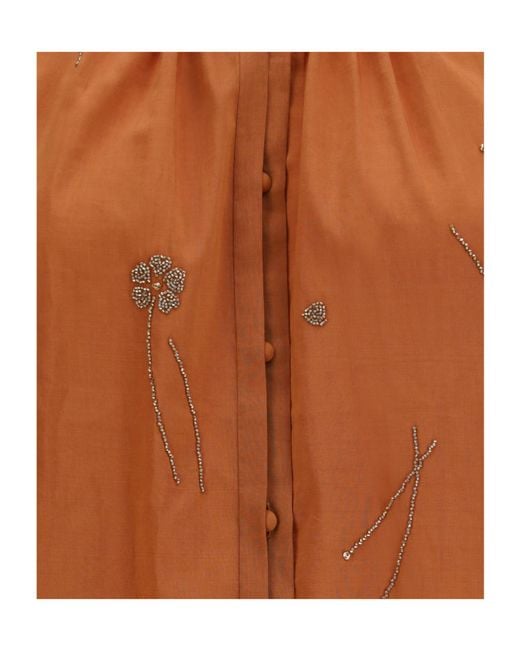 Forte_forte Brown Fleurs Dorient Embroidered Shirt