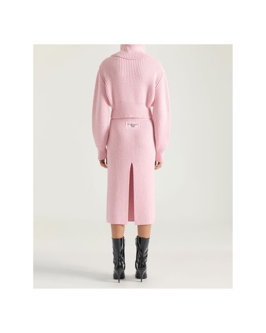Givenchy Pink Rubbed-Knit Midi Pencil Skirt