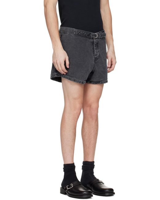 Our Legacy Gray Denim Shorts With Belt Loops for men