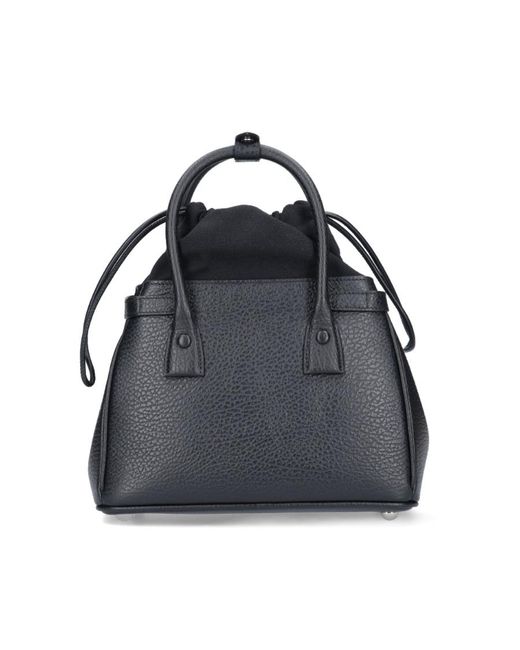 Maison Margiela Black 5Ac Logo Patch Small Drawstring Tote Bag