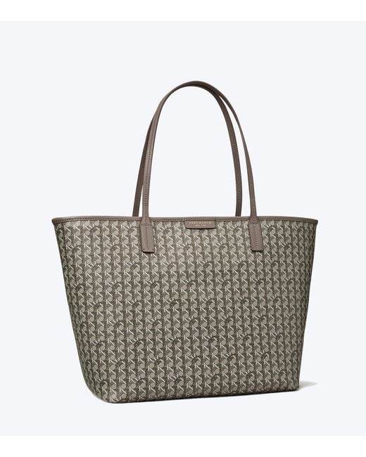 Tory Burch Gray Basketweave Canvas Bag