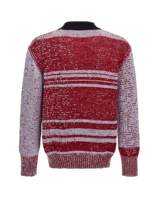 Marni Red Logo Intarsia Crewneck Jumper for men