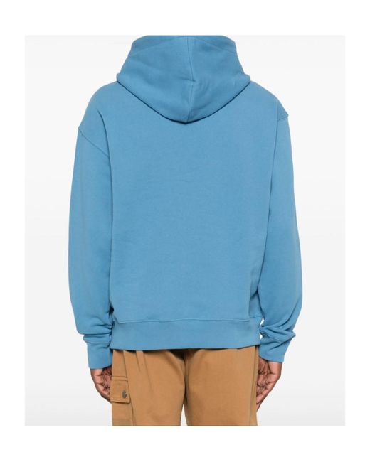Moschino Blue Logo-Embroidered Cotton Hoodie for men