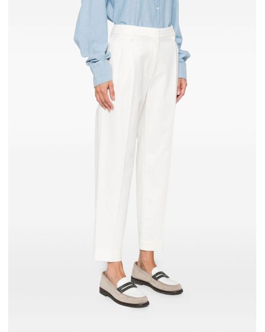 Brunello Cucinelli White Pleated Slouchy Pants