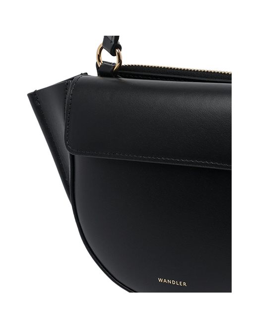 Wandler Black Hortensia Logo Embossed Tote Bag