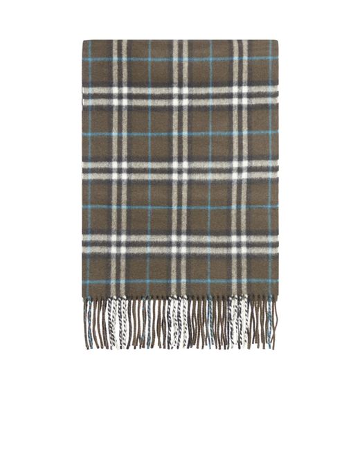 Burberry Gray Checked Fringed Edge Scarf for men