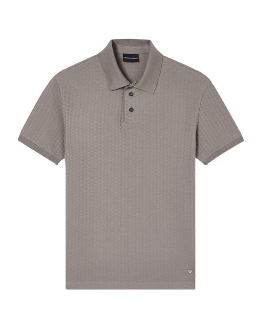 Emporio Armani Gray Textured Polo T-Shirt for men