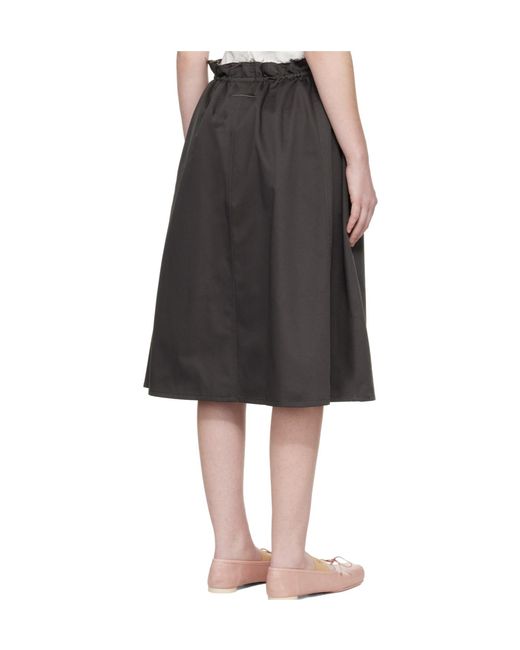 MM6 by Maison Margiela Black Ruffled-Detail Midi Skirt