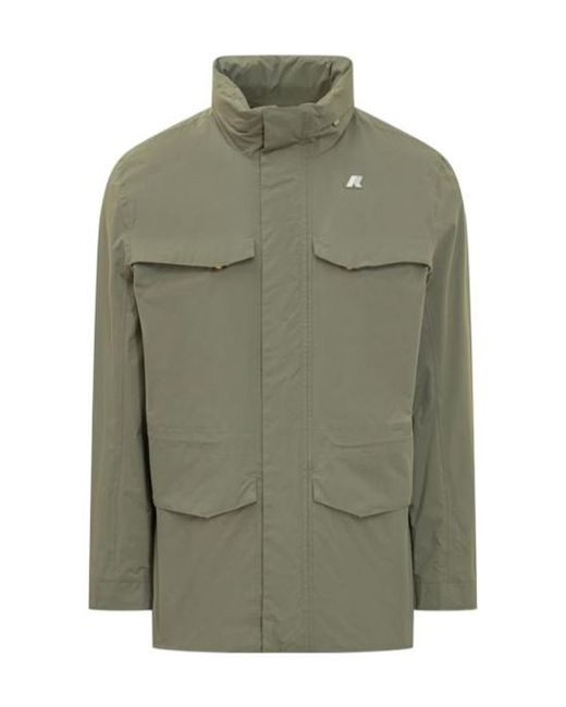 K-Way Green High Neck City Jacket for men