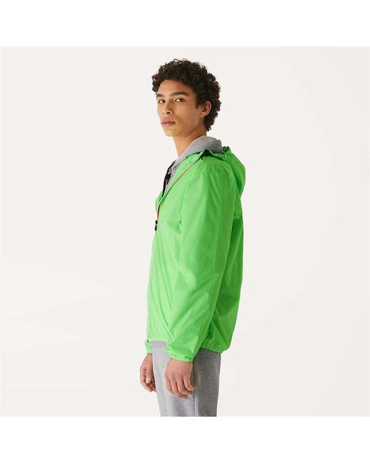 K-Way Green Logo-Print Hooded Jacket for men