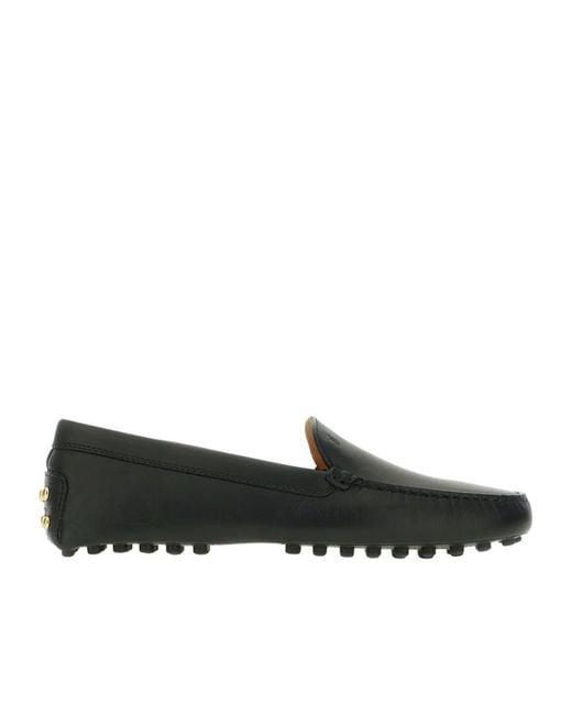 Tod's Black Round-Toed Flat Shoes