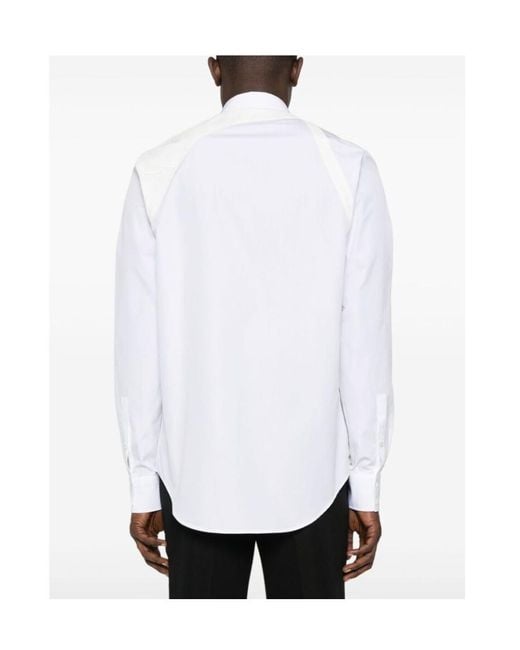 McQueen White Harness Buckle Detailed Buttoned Shirt for men