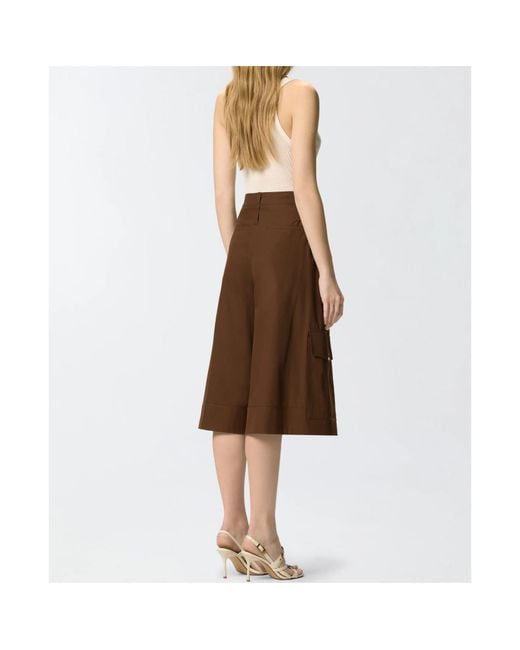 Pinko Brown Tie Belt Cotton Shorts