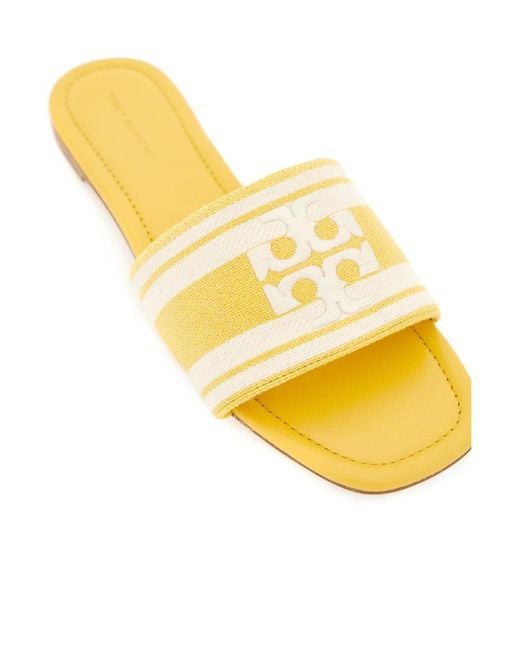 Tory Burch Yellow Logo Flat Slippers