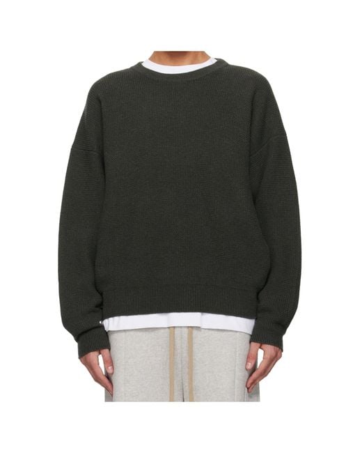 Fear Of God Black Ribbed-Knit Crewneck Jumper for men