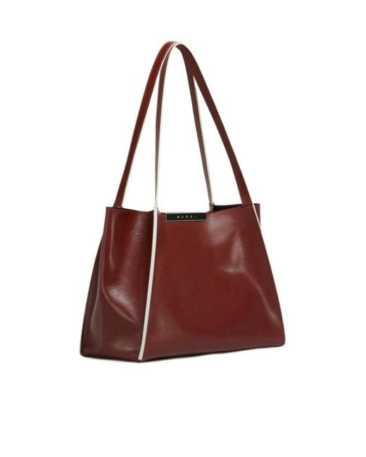 Marni Red Cresta E/W Small Tote Bag