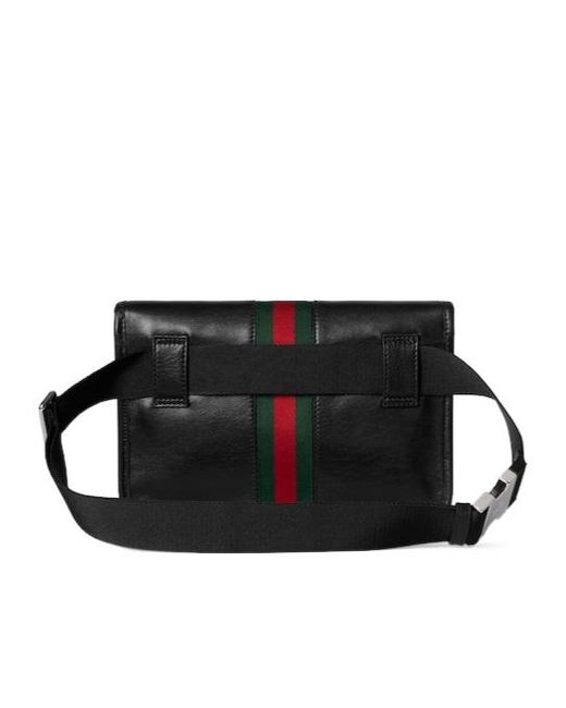 Gucci Black Web Trademark Small Belt Bag for men