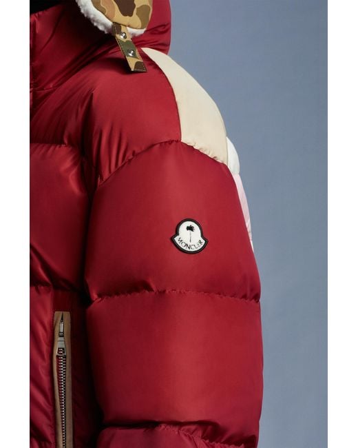 Moncler Red Hooded Quilted Down Jacket