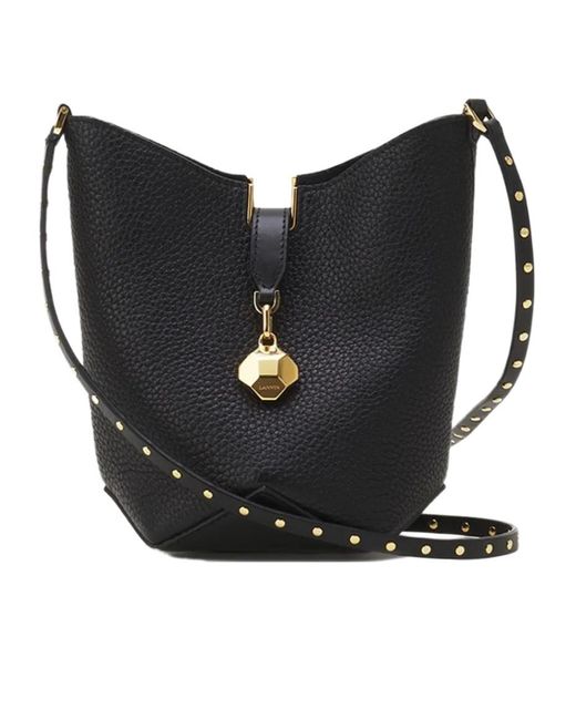 Lanvin Black Studded Drawstring Crossbody Bag