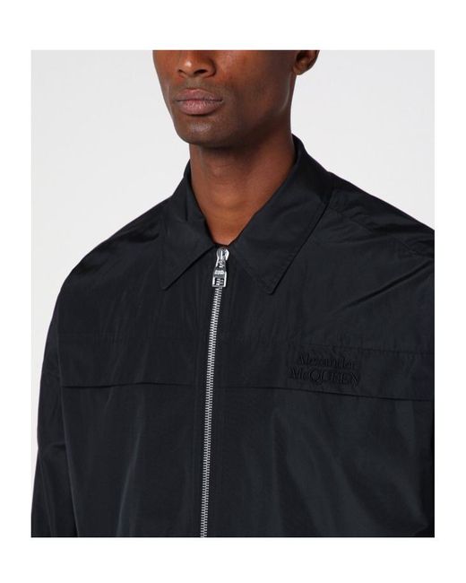 McQueen Black Logo-Embroidered Bomber Jacket for men