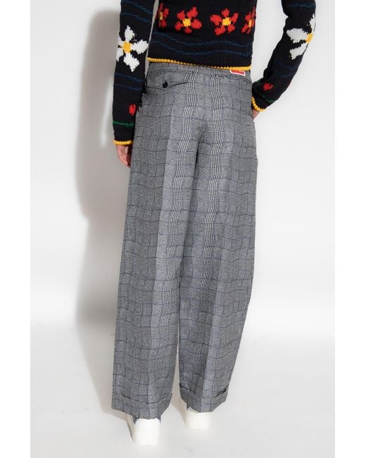 KENZO Gray 'Wavy Check' Suit Trousers
