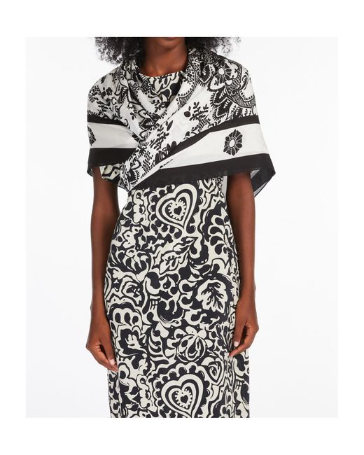 Weekend by Maxmara Black Printed Square Shawl