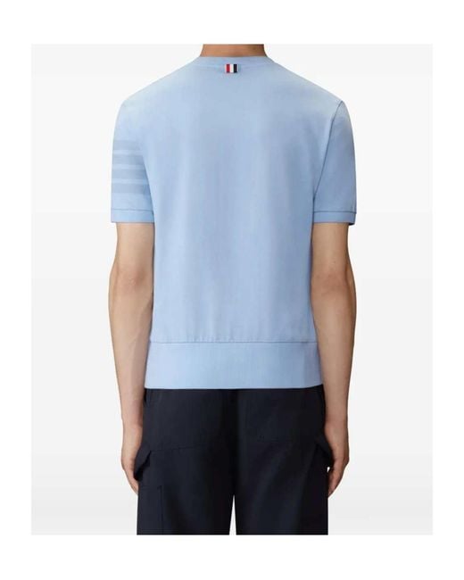 Thom Browne Blue Jersey 4-Bar T-Shirt for men