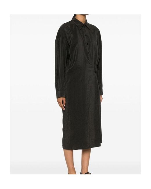 Lemaire Black Straight Collar Twisted Dress