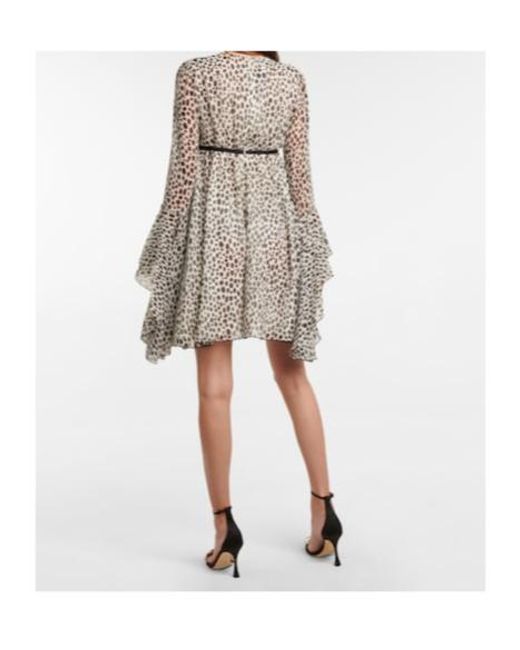 Giambattista Valli White Leopard-Print Silk Minidress