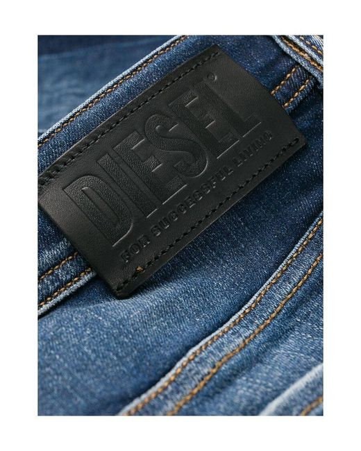 DIESEL Blue Faded Distressed Skinny Jeans for men