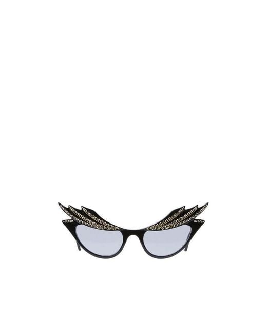 Gucci White Eyewear Embellished Cat-Eye Frame Sunglasses