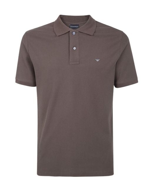 Emporio Armani Gray Logo-Plaque Polo Shirt for men