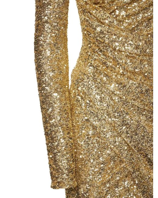 Michael Kors Natural Sequined Pendant Mid-Length Dress