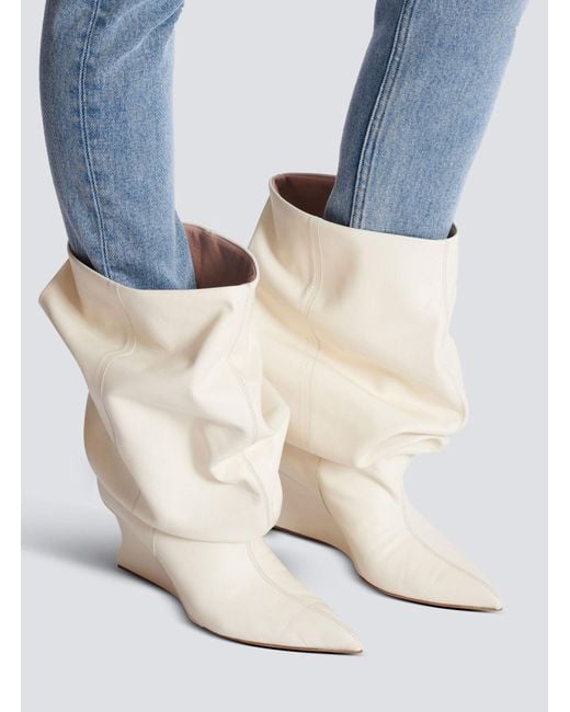 Balmain Natural Wedge Ankle Boots