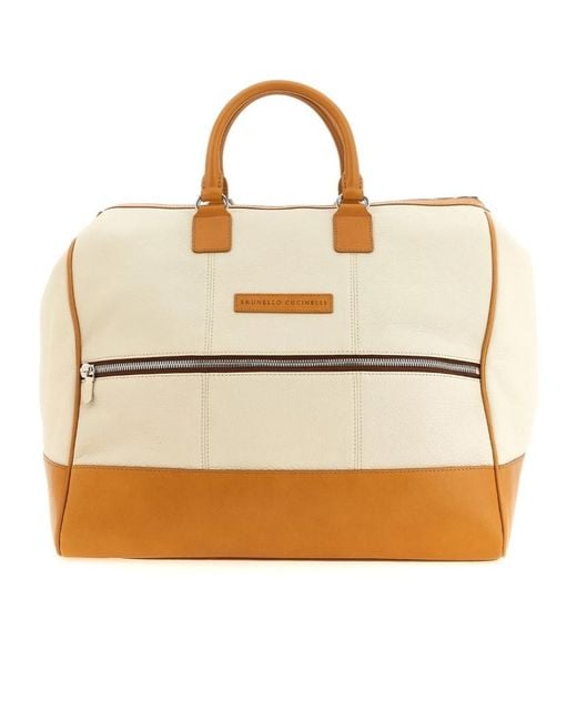 Brunello Cucinelli Natural Leather Duffel Bag for men