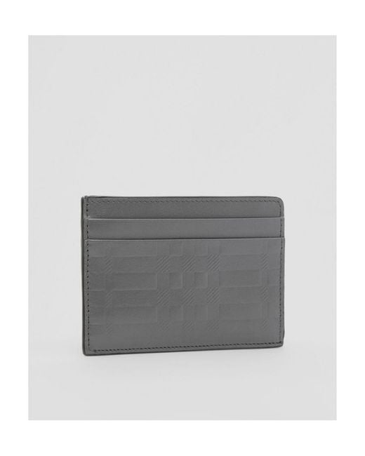 Burberry Gray Embossed Leather Cardholder for men