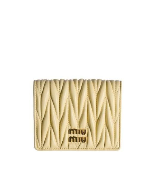 Miu Miu Metallic Small Matelassé Nappa Leather Wallet