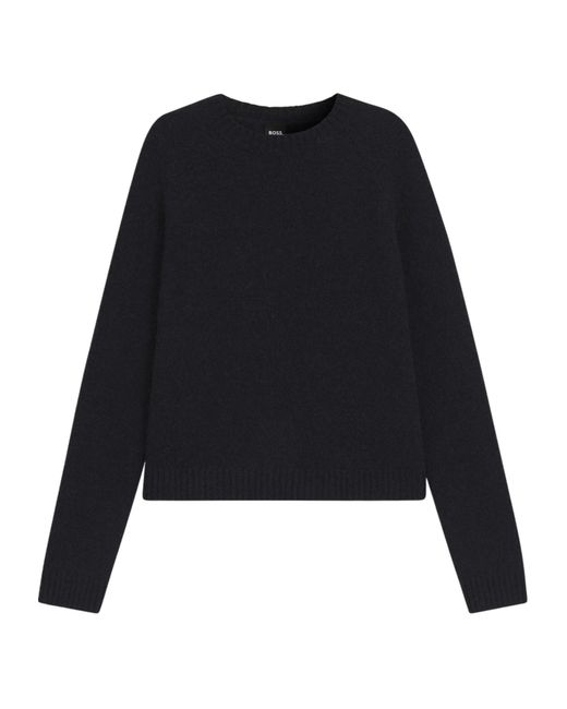 Boss Black Crew Neck Cropped Knit Sweater