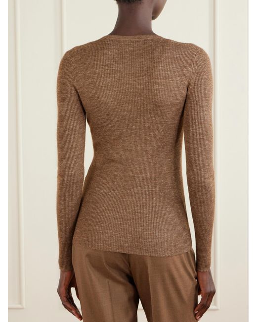 Gabriela Hearst Brown Aiste Ribbed Cashmere Blend Cardigan