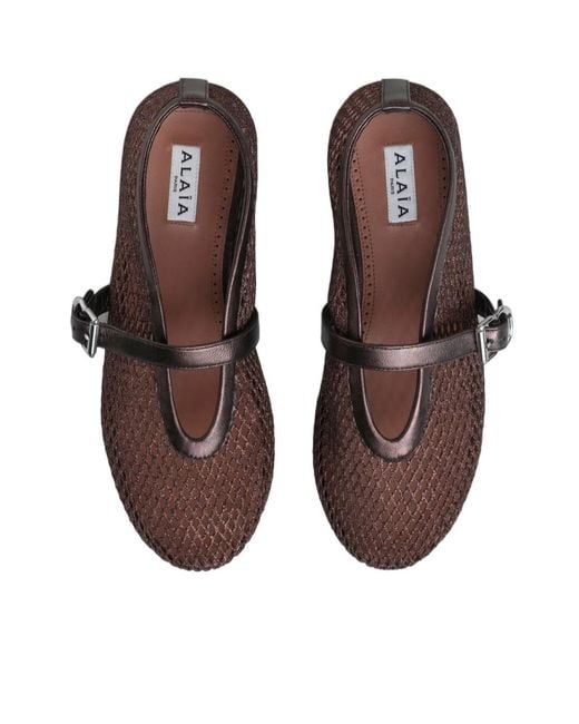 Alaïa Brown Woven Buckle Ballet Flats