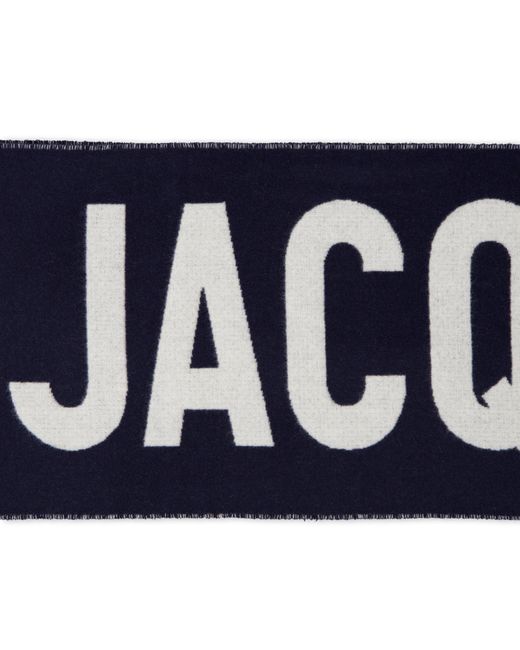 Jacquemus Blue L'Écharpe Fringe Logo Scarf for men