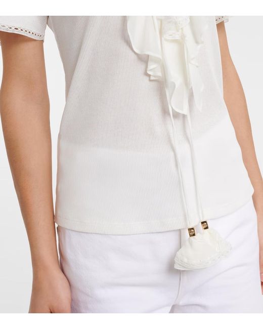 Dorothee Schumacher White Pure Sleekness Ribbed-Knit Cotton Top