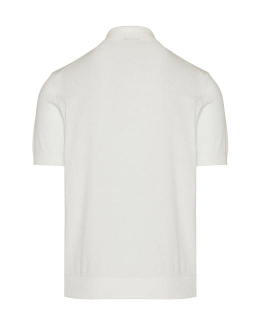 Zegna White Short Sleeved Polo Shirt for men