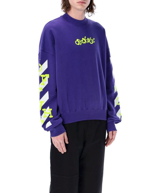 Off-White c/o Virgil Abloh Blue Logo-Print Long-Sleeve Sweatshirt for men