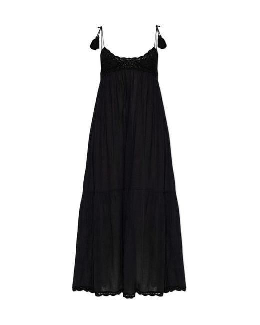 Ulla Johnson Black Linnea Tassel Crochet Midi Dress