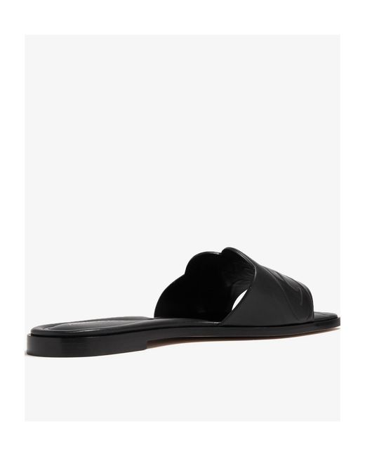 McQueen Black The Seal Embossed Slip-On Slides