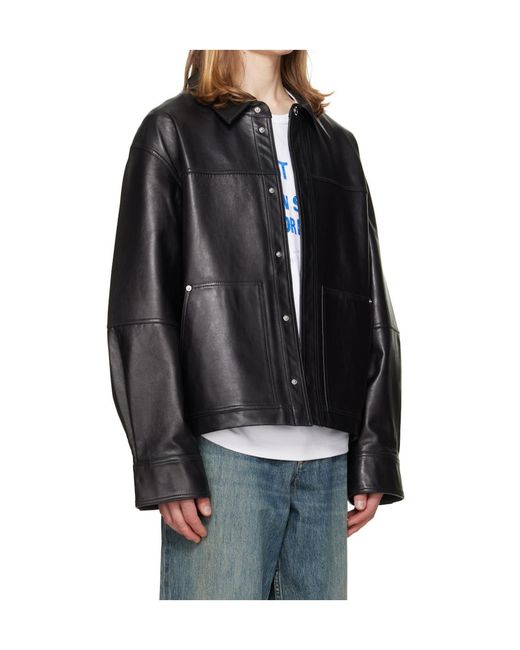 Helmut Lang Black Lapel Leather Jacket for men